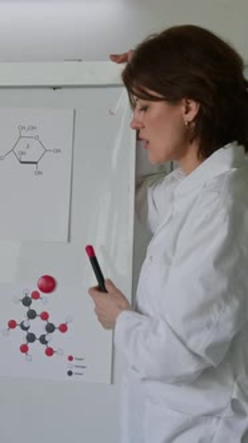 Female Science Teacher Explaining Molecular Structure
