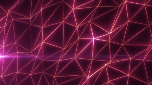 Abstract red lines and triangles glowing high tech digital energy background. Video 4k, 60 fps