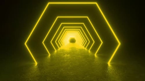 Dark Tunnel With Yellow Light