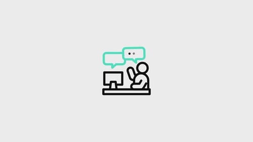 Animated Icon of Customer Service Representative at Computer