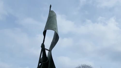 drone flying over a stunning view of the Pedro Álvares Cabral monument in Lisbon, Portugal, with the