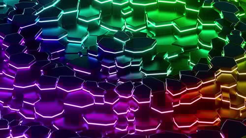 Vibrant Geometric Hexagon Grid Motion Background