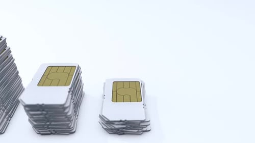 Animated SIM Card Stacks Representing Technology Growth