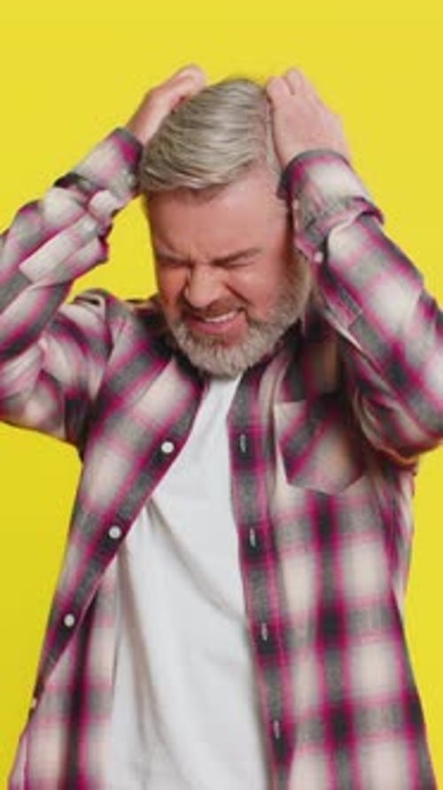 Mature Man Deep Despair Stress Quarrel Hopelessness Meltdown Intense Frustration Emotional Breakdown