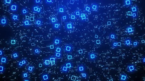 High Tech Background With Geometric Shape, Digital Technology Background Animation, Geometric Shape