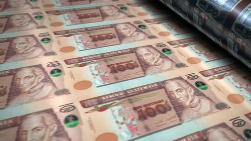 Guatemala quetzal money banknotes printing seamless loop