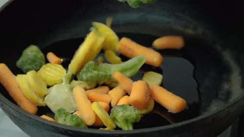 Frozen Vegetables Served On A Hot Pan