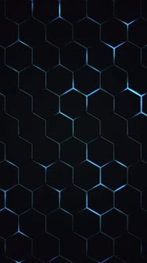 Futuristic Glowing Hexagon Grid Loop Background