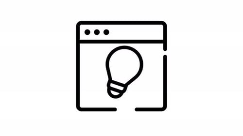 Animated Lightbulb Idea in Browser Window Line Art