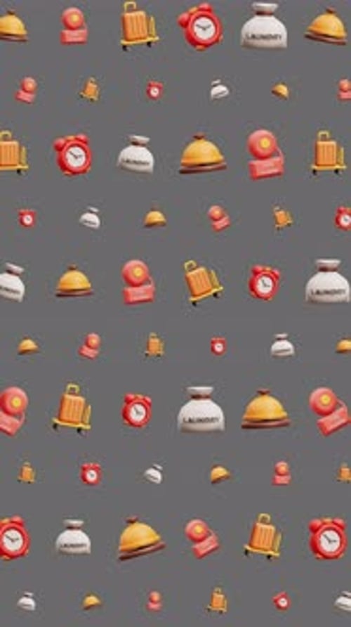 Hotel Luggage Bell Alarm Laundry Seamless Pattern