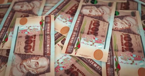 Guatemala quetzal growing pile of money seamless loop