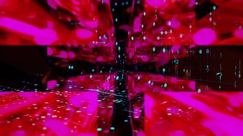 VJ loop animation. Camera fly through cubic data array