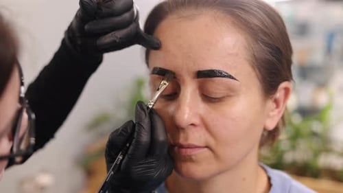Eyebrow Tinting Process in Beauty Salon