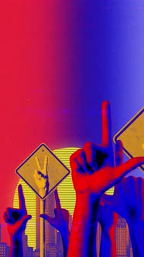 Pointing Hands Portrait Abstract Background Loop