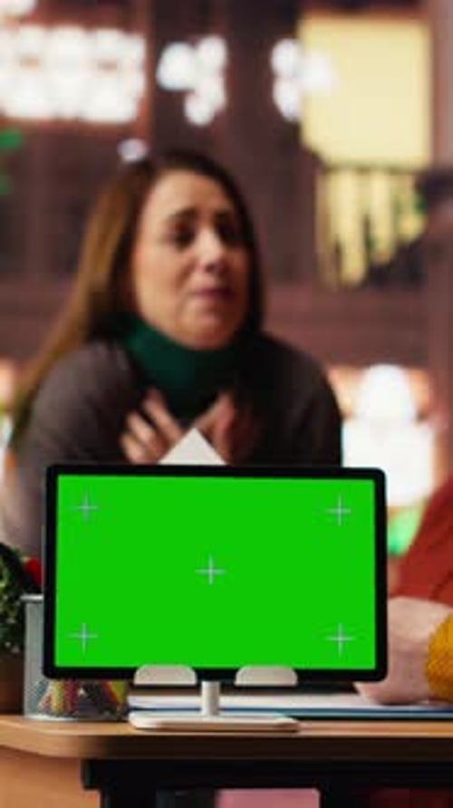Vertical Video Diverse Performers Team Preparing for Theatre Play with Green Screen