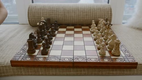 Chess Game Strategy Move Near City Window