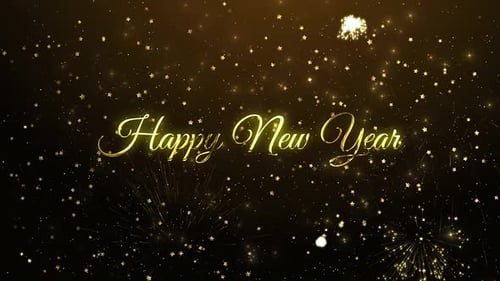 happy new year background with snowflakes and particles