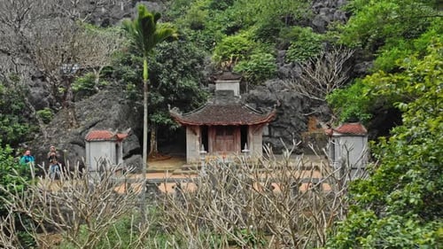 Ancient Temple among Green Mountains, Aerial View