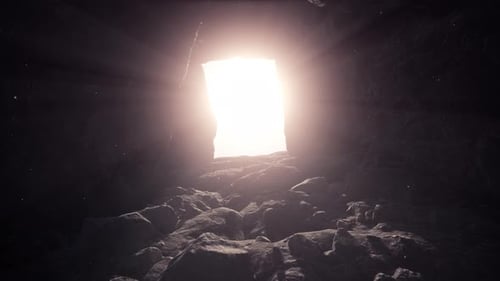 Mysterious dark cave entrance 4k