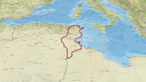 Tunisia Map Highlight with Border Reveal and Zoom