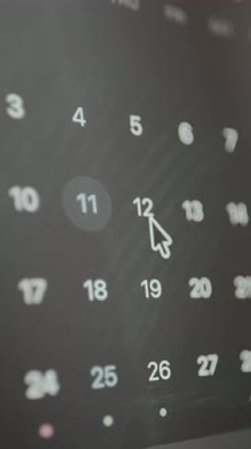 Digital Calendar View Grid of Days Labeled with Weekdays