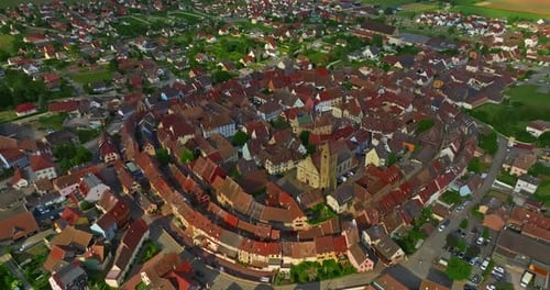 Aerial View of Eguisheim Small Picturesque Village in the Province of Alsace France