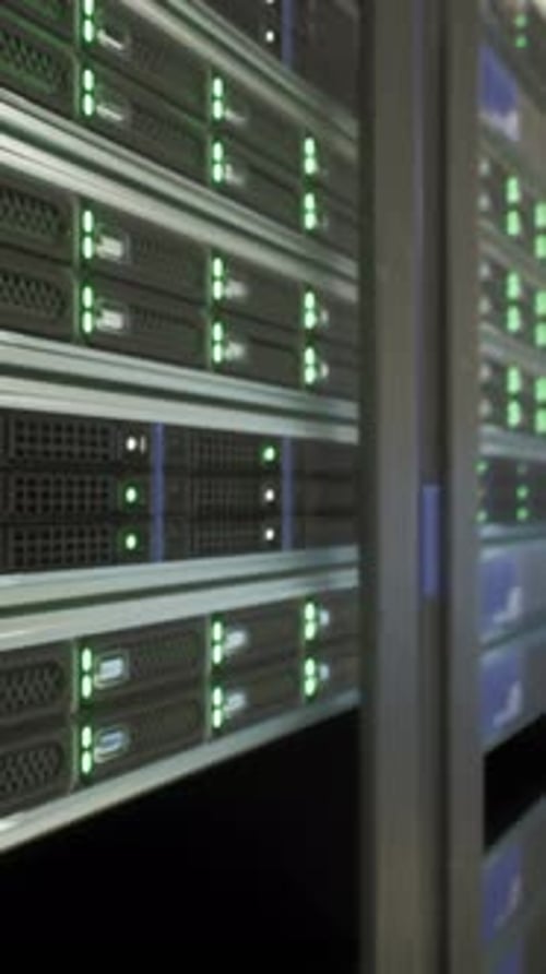 Server Room Housing Rows of Functioning Supercomputers