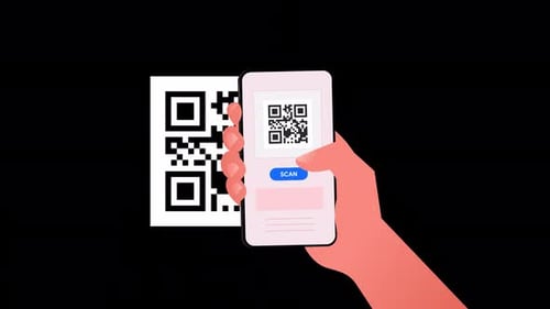 Hand Scanning QR Code with Smartphone Animation
