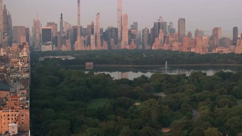 Aerial view of Central Park on a summer morning