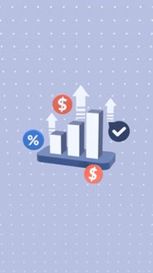 Vertical Animated Financial Growth Graph Showing Investment, Profit, Savings, And Economic Progress.