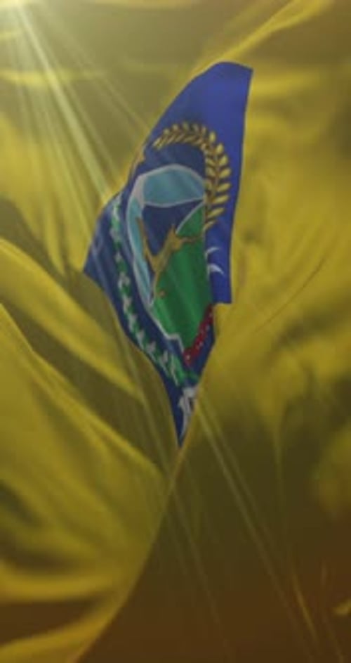 Realistic Nusa Tenggara Barat Flag Waving with Sunlight