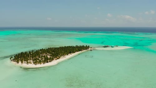 Tropical Island with a Beach on the Atoll Onok Island Balabac Philippines