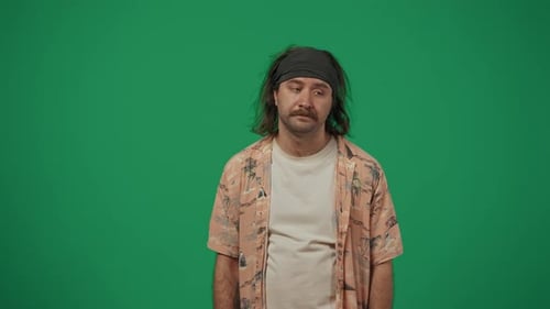Man Ready for Vacation on Green Screen