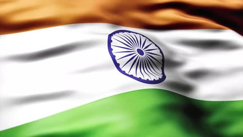 Dynamic Waving Indian National Flag with Fabric Texture