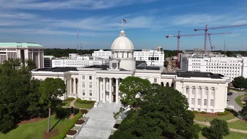 Stunning drone footage of Alabama State Capitol in Montgomery, showcasing its historic
