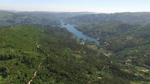 Green Mountain River Landscape Aerial View