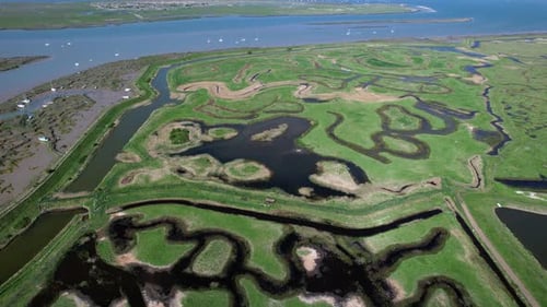 Tollesbury Marina in Marshes of Essex, UK - Aerial