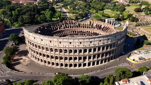 Aerial View of the Colosseum in Rome Italy Iconic Ancient Roman Amphitheater