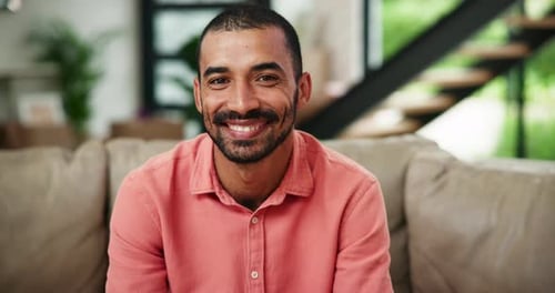 Smiling Man Close Up Portrait At Home