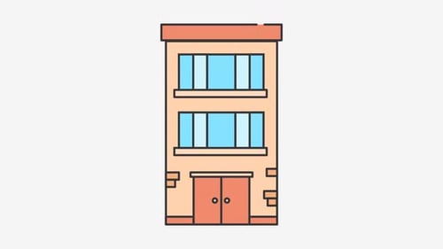 Animated Flat Design Vertical Building Icon