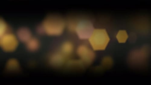 Abstract Background with Moving Blurry Hexagonal Bokeh Darkening Edges