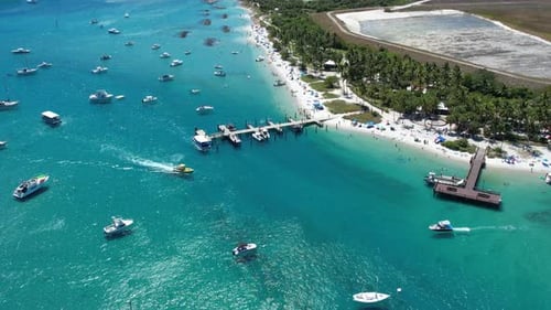 Aerial view of boats at the beach, Florida, United States.