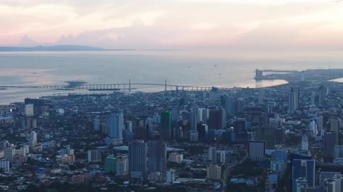Cebu–Cordova Link Expressway (CCLEX) Cebu city, Philippines drone view