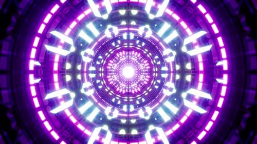 Futuristic Neon Purple Abstract Light Tunnel Loop Background