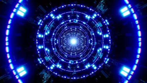 Flickering Blue Light Technical Tunnel