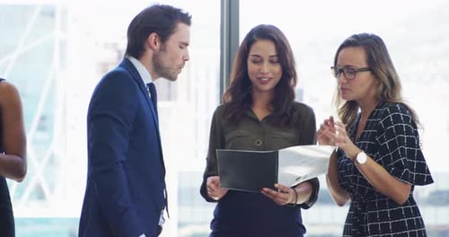 Business Professionals Having Discussions in Office Setting