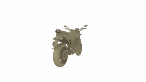 Modern 3D Motorcycle Model Rotating on White