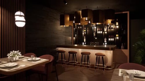 3d-rendering. Cafe-bar in a modern style with lighting in the bar counter.