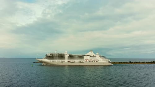 Big Cruise Liner Aerial View