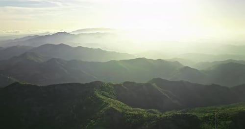 Majestic Drone Footage Captivating Mountain Landscape at Sunset a Stunning